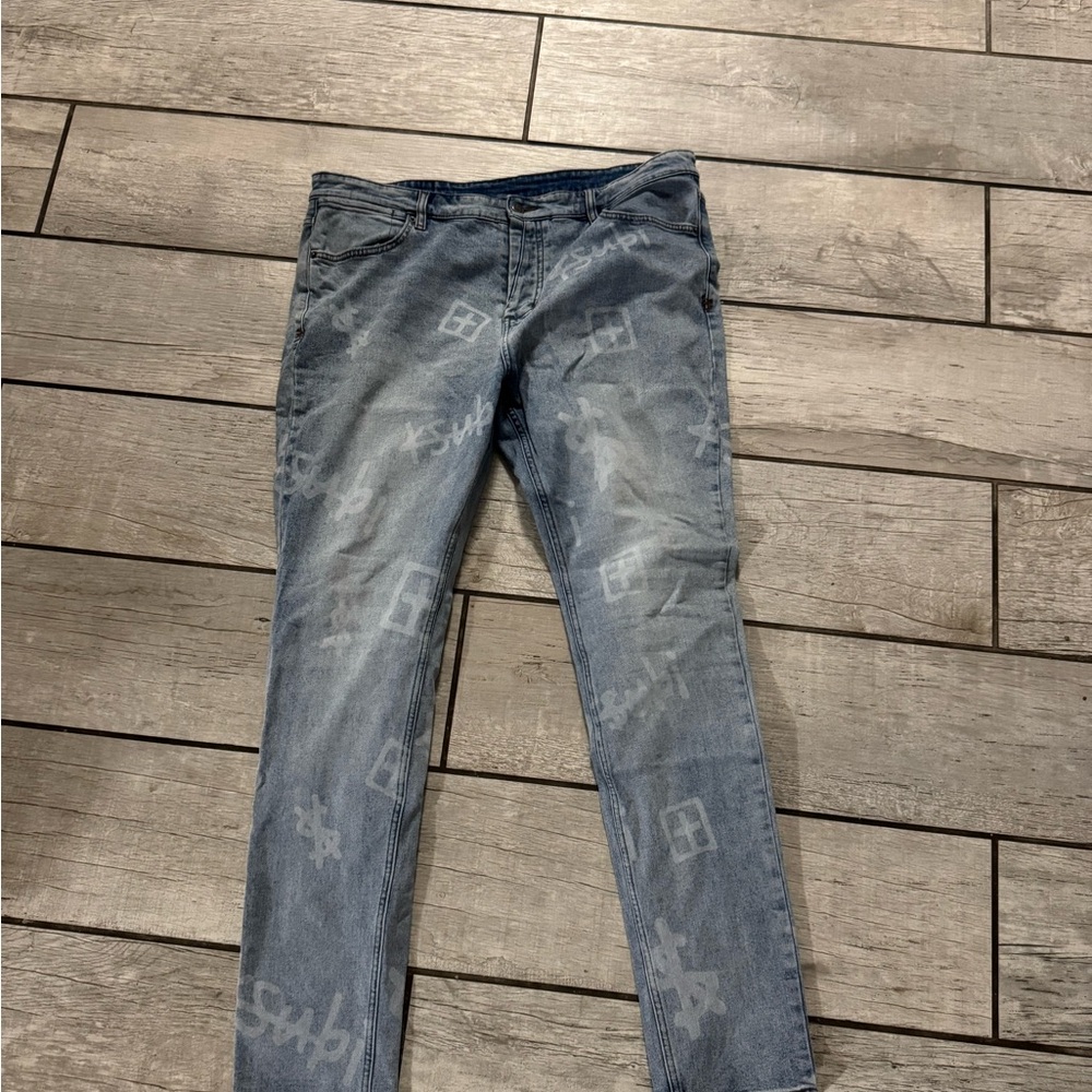 Ksubi Blue Skinny Jeans with Distressed Look